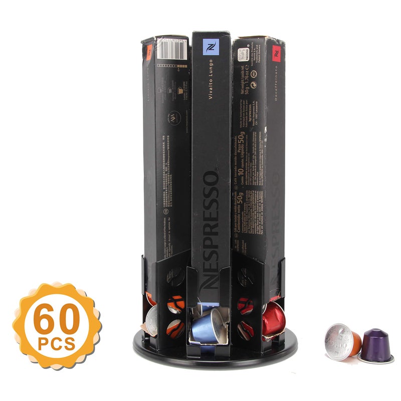 FlagShip Nespresso Originalline Pod Holders Nespresso Capsules Dispenser Holder Storage Stand Carousel Capsules Rack (60 Pods) - Image 1